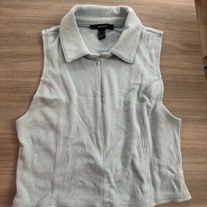 Forever 21 Ribbed Light Blue Top w/ Zipper